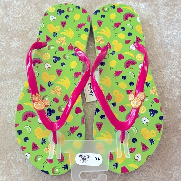 Brand New Disney Park Colorful Fruit Thong Flip Flops Sandals Green Mickey Mouse - Picture 5 of 15